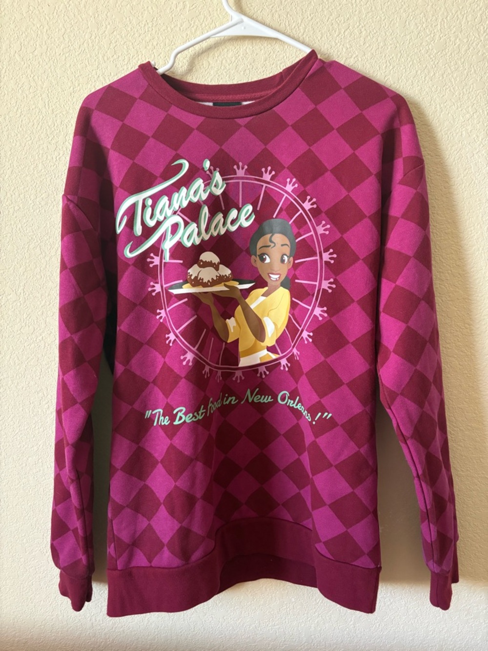 Boxlunch Tiana's Palace Pink Checkerboard Sweatshirt